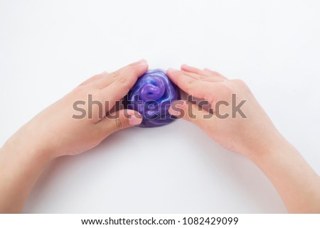 baby playing slime at home
