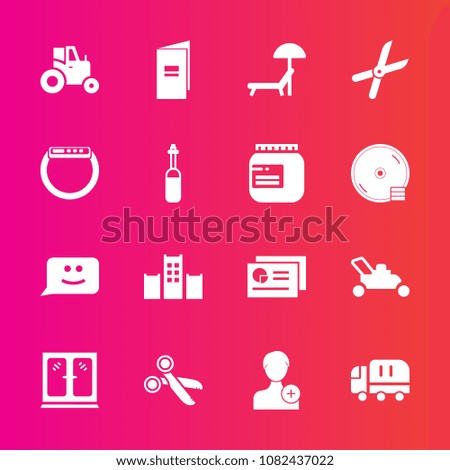 Premium set with fill vector icons. Such as tool, face, chair, lawn, document, hotel, human, farm, home, pruning, agricultural, furniture, account, field, cargo, member, grass, book, gardening, paper