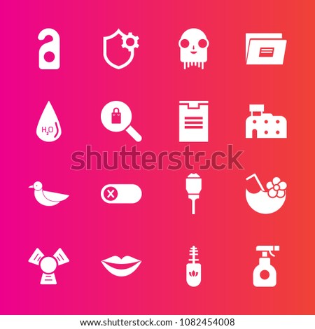 Premium set with fill vector icons. Such as lamp, space, makeup, motel, juice, deactivate, cocktail, energy, equipment, turn, light, animal, privacy, ufo, female, glass, chemical, lantern, fashion