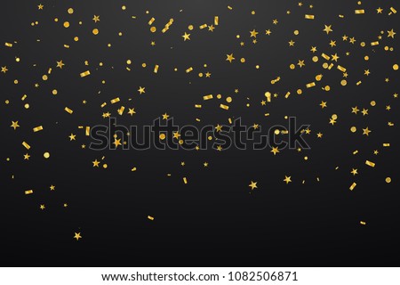 Party And Celebration Background With  Many Falling Gold Tiny Confetti. Vector