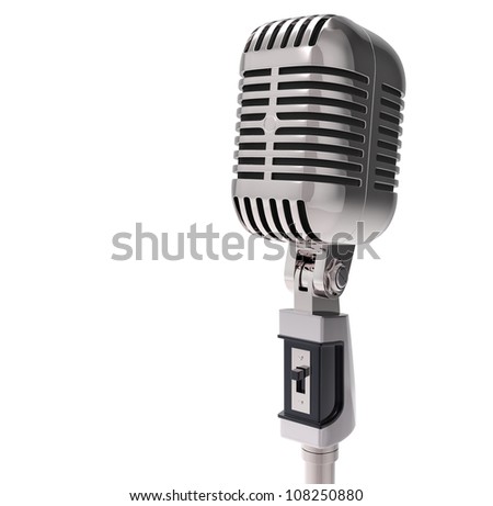 3d Retro microphone. isolated on white with clipping path