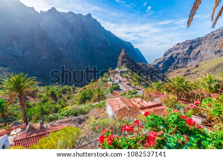 Masca village, the most visited tourist attraction of Tenerife, Spain. Royalty-Free Stock Photo #1082537141