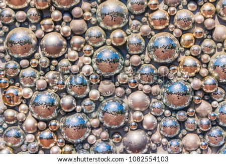 half disco balls background silver spheres reflection