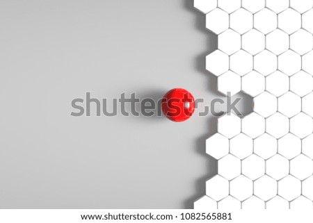3d illustration Honeycomb structure with a unsuitable Piece
