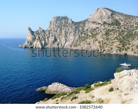 Large mountain range in the sea. Natural bay in Europe