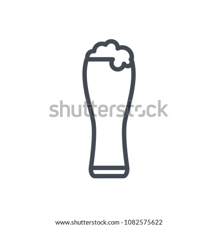 Beer glass line beverage alcohol raster icon illustration