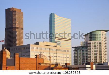 Morning in Denver - warm light on downtown buildings