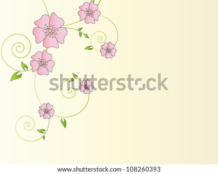 Vintage floral background with vector flowers
