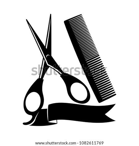 Barber sign with scissors and comb.