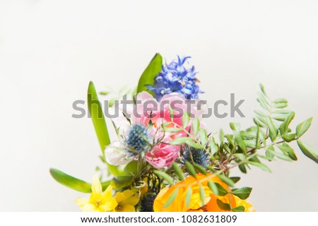 Decorative floral composition.Bouquet on simple abstract background. Concept with space for text