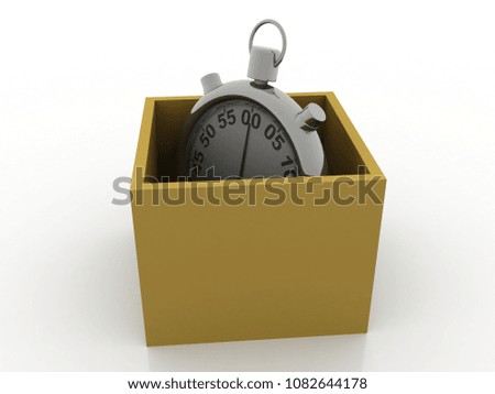 3d illustration stopwatch in cardboard