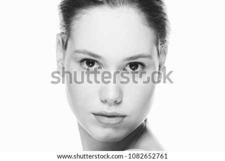 Beauty girl monochrome hedshot face portrait