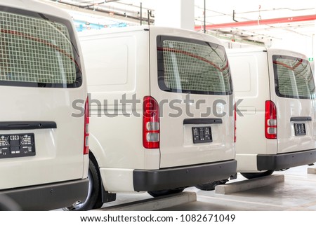 Vans for sale in the showroom. Royalty-Free Stock Photo #1082671049