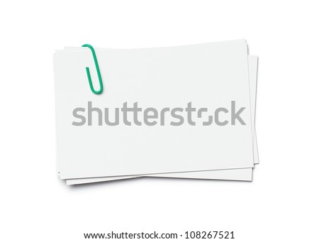 Stack of business cards with paper clip isolated on white background with clipping path Royalty-Free Stock Photo #108267521