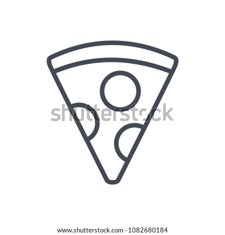 Pizza slice line fast food raster illustration icon