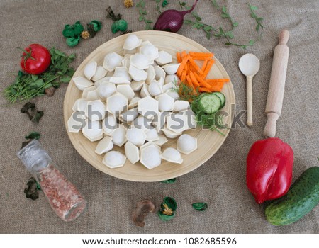 ready meal to eat vegetables rolling pin food design idea vegetables place for text copy space