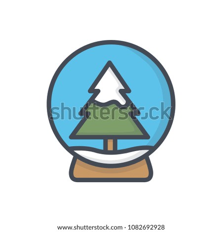 Snow globe colored christmas holiday icon raster illustration