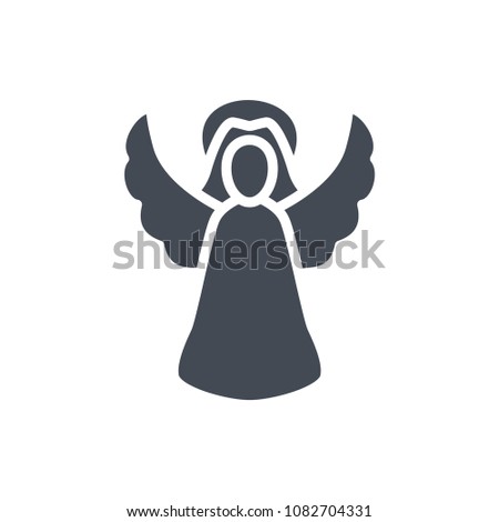Angel silhouette christmas holidays raster illustration icon