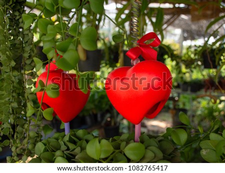 Heart stucco on nature background.