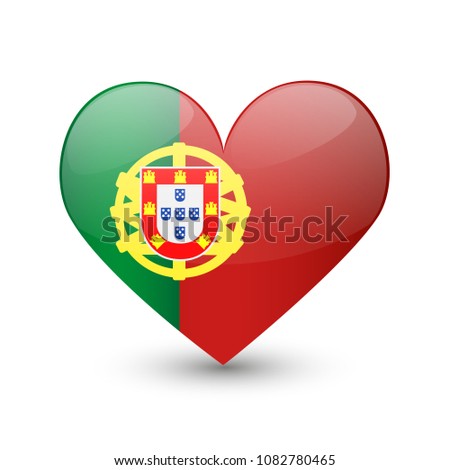 Portugal Flag Heart Love Emoji Icon Object Symbol Gradient Vector Art Design Cartoon Isolated 