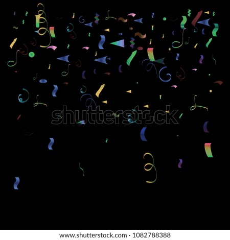 Party Decoration Tinsel Vector Foil Confetti. Bang, Boom Foil Frame Explosion, Blast, Burst, New Year, Christmas, Birthday Celebration. Summer Coctail Party Colored Gradient Tinsel Confetti