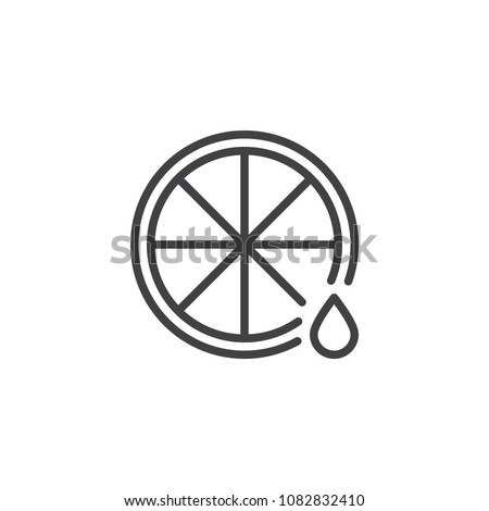 Lemon and juice drop outline icon. linear style sign for mobile concept and web design. Natural Vitamin C simple line vector icon. Symbol, logo illustration. Pixel perfect vector graphics Royalty-Free Stock Photo #1082832410