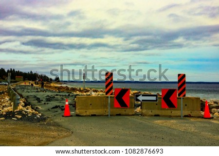 Road destroyed after a storm at Queensland Beach, Nova Scotia.