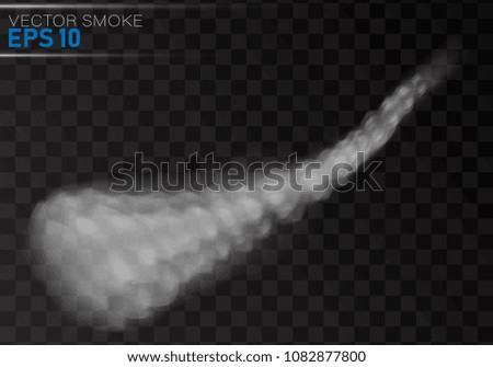 Vector airplane condensation trail. Smoke isolated on transparent background