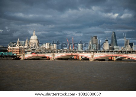 Modernity and St. Paul Cathedral at London city