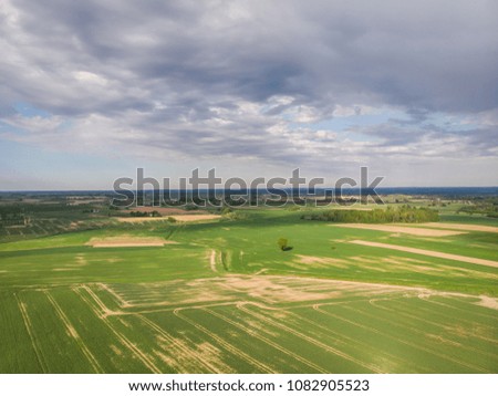 Crop fields from above, drone photography