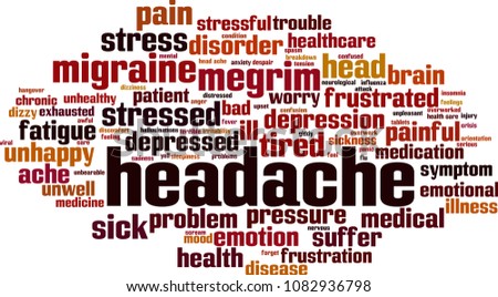 Headache word cloud concept. Vector illustration