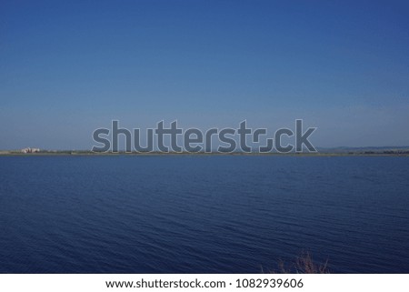 View of a salty coastal lake in daylight