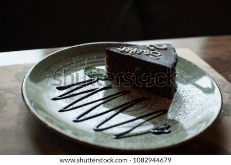 delicious dessert chocolate cake on a plate