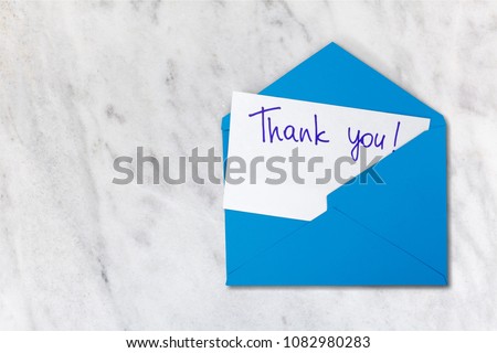 Blank card and envelope with thank you