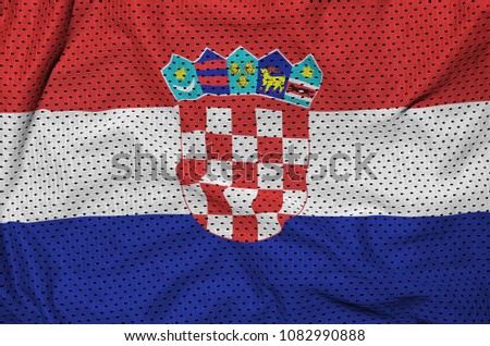 Croatia flag printed on a polyester nylon sportswear mesh fabric with some folds