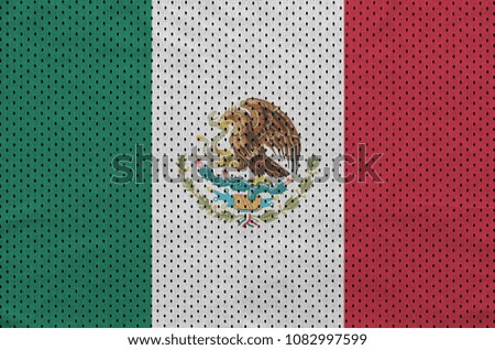 Mexico flag printed on a polyester nylon sportswear mesh fabric with some folds