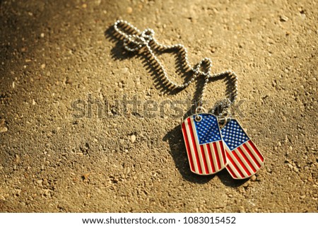American flag dog tags background