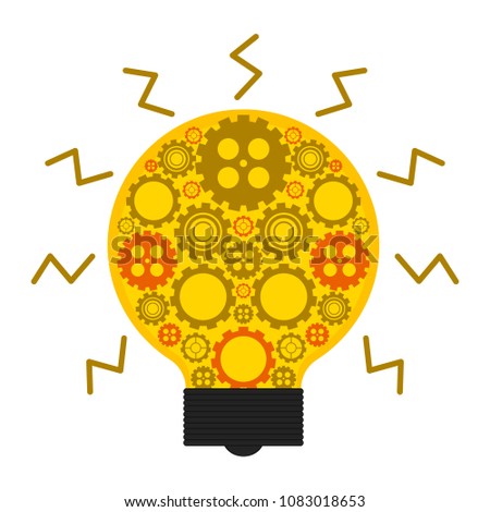 Conceptual lightbulb icon with gear pieces