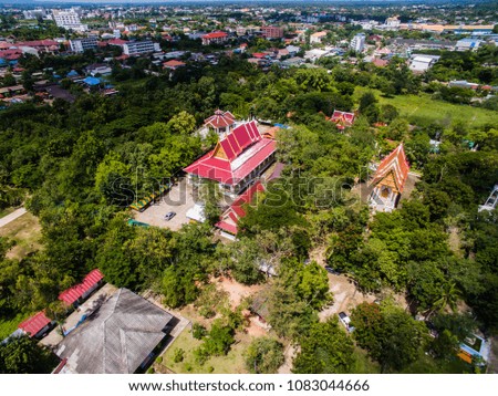 High angle landscape of the city in Thailand.