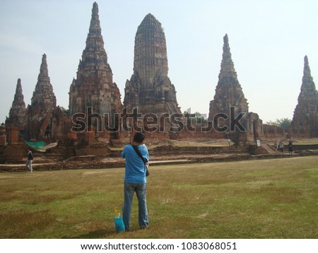 Ayutthaya : Pagoda at Wat Chaiwatthanaram is one Landmark the famous and popular of Ayutthaya province, Thailand. Temple in Ayutthaya Historical Park, Declared as World Heritage Site by UNESCO.
