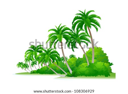 vector icon palm tree and bush