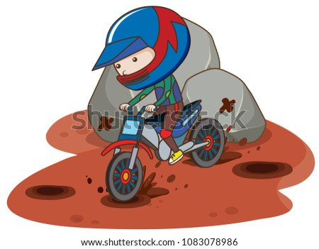 Motocross Bike Riding in Mud illustration