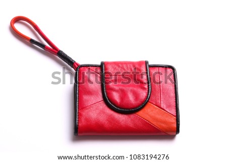 colorful leather purse isolated