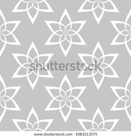 White floral design on gray background. Seamless pattern for textile and wallpapers