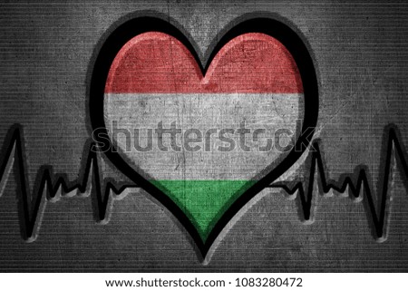 Iron heart beat with flag of Hungary