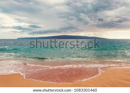 The Island Of Kaho'olawe As Seen From Big Beach At Makena State Park On The Island Of Maui
