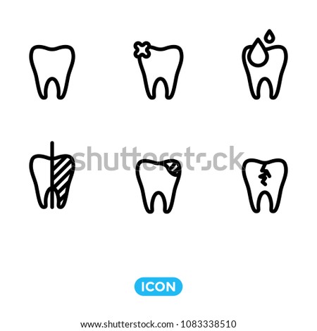 Tooth icon Set. Dental signs isolated on white background. Simple teeth symbols Collection. Pack of icons