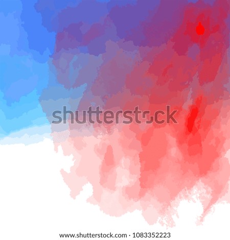 Red and blue watercolor background vector concept design. Hand-drawn digital asset.