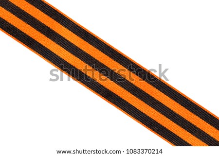 Orange black  ribbon placed diagonally on a white background