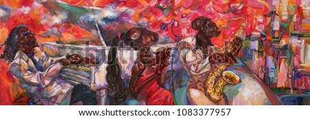  oil painting, artist Roman Nogin, series "Sounds of Jazz."looking for partnerships with artdillers sale original - contact facebook Royalty-Free Stock Photo #1083377957